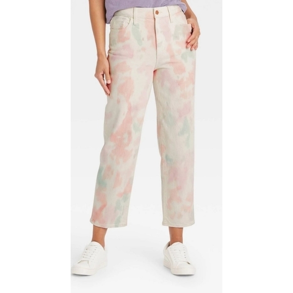 Universal Thread High Rise Vintage Straight Crop Tie Dye Jean - Picture 5 of 10